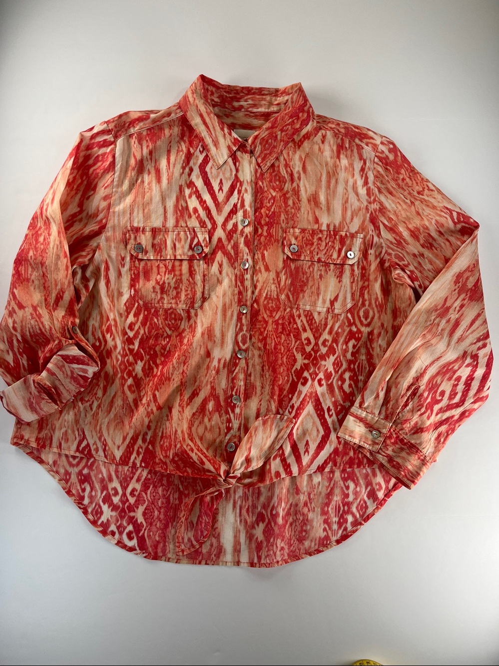 Chicoโs Cotton Coral and Cream Top Sz 2 / US L